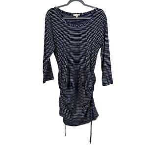Jane & Delancey Striped Cotton Dress‎ Side Tie NWT Women’s Size L Blue White